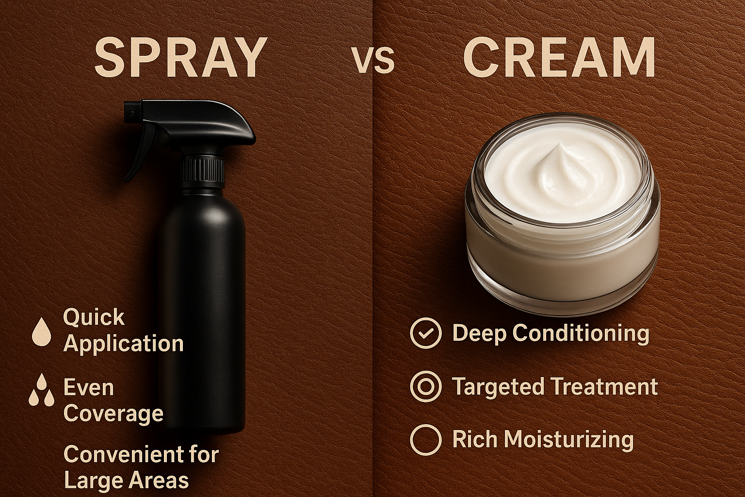 Comparing spray vs. cream-based leather cleaners
